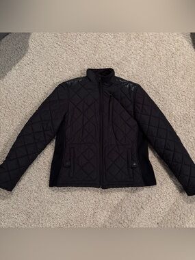 Lauren Ralph Lauren Petite Quilted Faux Leather Shoulder Collared Jacket Size PL